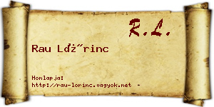 Rau Lőrinc névjegykártya